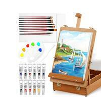 Без бренда «Набор подарочный «Две картинки» 27 предметов: этюдник 35 см из бука, краски акрил 12x12 мл, 2 холста 22x30 на мдф, 10 кистей, мастихин, палитра» в Рязани в интернет-магазине Без бренда «Набор подарочный «Две картинки» 27 предметов: этюдник 35 см из бука, краски акрил 12x12 мл, 2 холста 22x30 на мдф, 10 кистей, мастихин, палитра» в Рязани