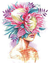 Без бренда «Портрет девушка с оригинальными цветами на голове» в Рязани