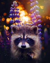 Милый енотик в цветочках