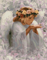 Милый ангелочек в цветочном веночке