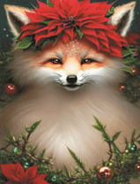 Пушистая лисичка с цветком на голове