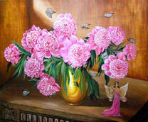 Букет пионов и фея