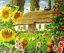 Зеленый дворик у деревенского дома