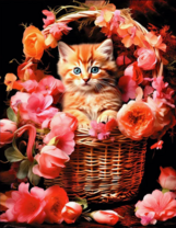 Без бренда «Рыжий котенок в корзине с цветами» в Рязани в интернет-магазине  Без бренда «Рыжий котенок в корзине с цветами» в Рязани