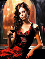 Без бренда «Обворожительная брюнетка с бокалом красного вина» в Рязани