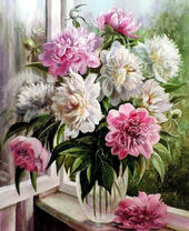 Без бренда «Пионы в прозрачной вазе у окна» в Рязани